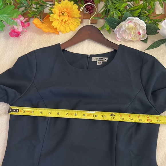 Redwood & Ross Navy blue Synergy Wrinkle Resistant Midi Dress With Slit 2 - Picture 9 of 11